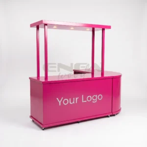 Pembe Asimetrik Vitrin Satış Standı