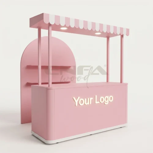 Şeker Çizgili Pastel Pembe İkram Standı