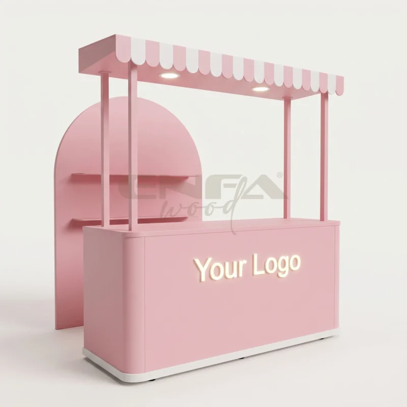 Şeker Çizgili Pastel Pembe İkram Standı