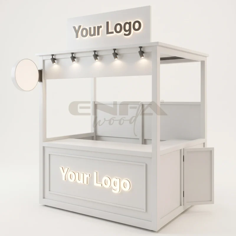 Yan Kapılı Yükseltilmiş Tabelalı Fuar Kioskü