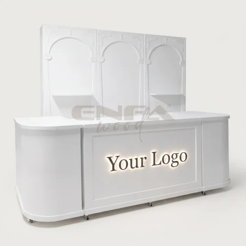 Kabartma Kemer Panelli Lüks Resepsiyon Bankosu - ENF-186 Kabartma Kemer Panelli Lüks Resepsiyon Bankosu