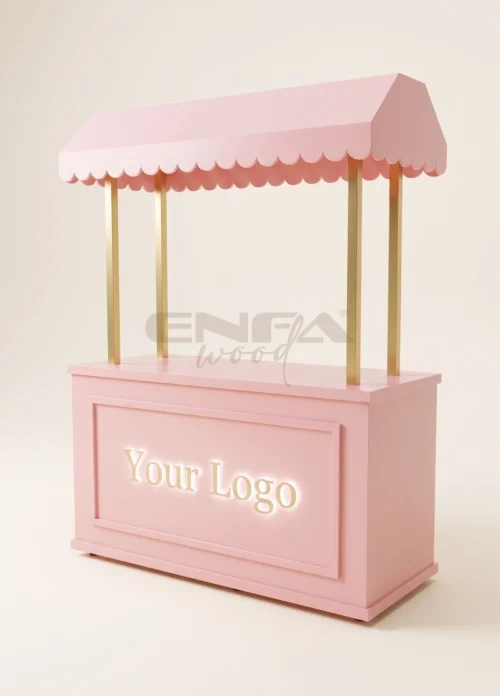 Pembe Altın Detaylı Tatlı ve İkram Standı