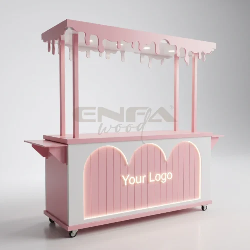 Pembe Damlalı Tavanlı Dondurma ve Tatlı Standı - ENF-205 Pembe Damlalı Tavanlı Dondurma ve Tatlı Standı