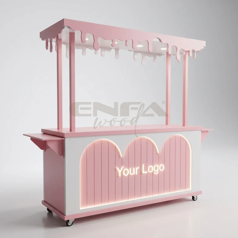 Pembe Damlalı Tavanlı Dondurma ve Tatlı Standı - ENF-205 Pembe Damlalı Tavanlı Dondurma ve Tatlı Standı