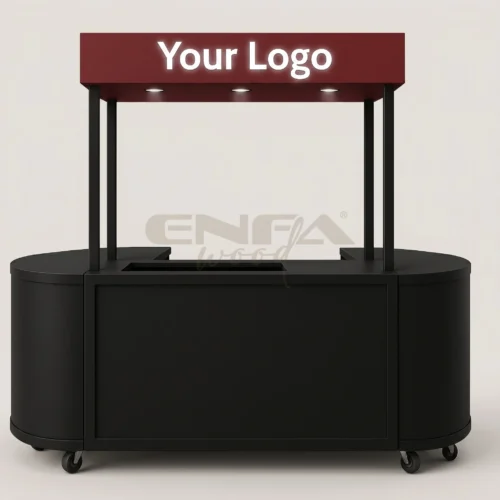 Bordo Tavanlı Siyah Oval Satış Standı - ENF-206 Bordo Tavanlı Siyah Oval Satış Standı