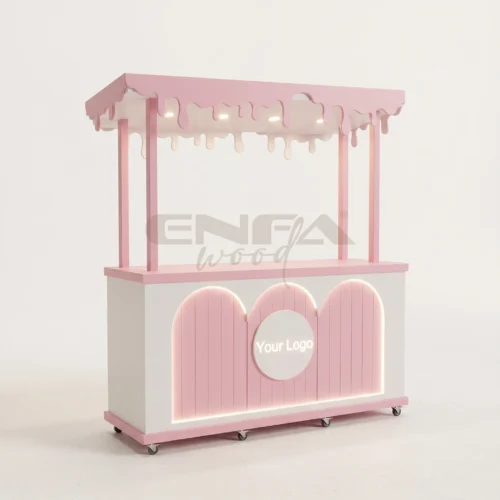 Pembe Tavanlı Tatlı ve Dondurma Arabası - ENF-223 Pembe Tavanlı Tatlı ve Dondurma Arabası