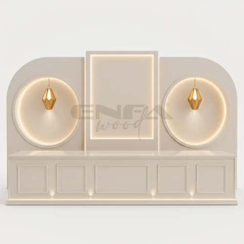 Gold Sarkıtlı Aydınlatmalı Tanıtım Duvarı Bankosu - ENF-260 Gold Sarkıtlı Aydınlatmalı Tanıtım Duvarı Bankosu