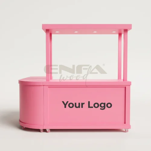 Pembe Oval Uçlu Kanopili Satış Standı – ENF-297 Pembe Oval Uçlu Kanopili Satış Standı