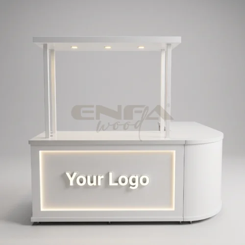 Kavisli Uçlu Beyaz Kahve Standı - ENF-030 Kavisli Uçlu Beyaz Kahve Standı
