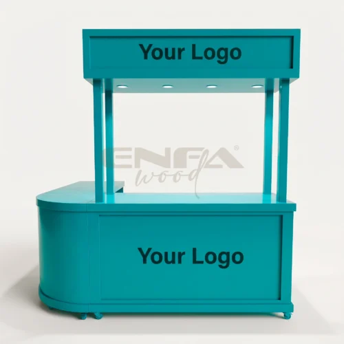 Turkuaz Üst Tabelalı Oval Uçlu Satış Standı – ENF-312 Turkuaz Üst Tabelalı Oval Uçlu Satış Standı
