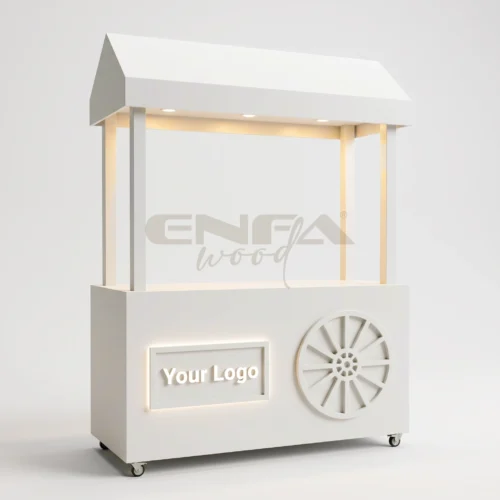 Beyaz Çatılı Tekerlek Rozetli Satış Arabası – ENF-317 Beyaz Çatılı Tekerlek Rozetli Satış Arabası