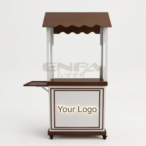 Ceviz Çatılı Katlanır Tezgahlı Kafe Standı – ENF-320 Ceviz Çatılı Katlanır Tezgahlı Kafe Standı