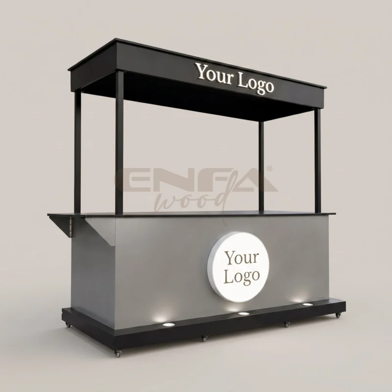 Antrasit Gri Yuvarlak Logolu Bar Standı - ENF-033 Antrasit Gri Yuvarlak Logolu Bar Standı