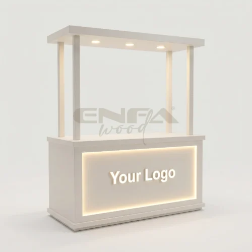 Sade Kemer Çatılı LED Logo Satış Standı - ENF-060 Sade Kemer Çatılı LED Logo Satış Standı