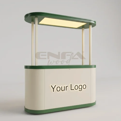 Yeşil-Krem Tonlu Oval Tavan Gölgelikli Satış Standı - ENF-071 Yeşil-Krem Tonlu Oval Tavan Gölgelikli Satış Standı
