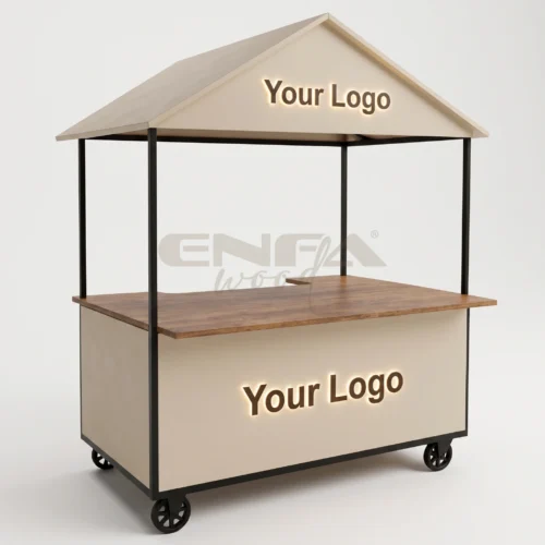 Kırlangıç Çatılı Ahşap Detaylı Kahve Standı - ENF-084 Kırlangıç Çatılı Ahşap Detaylı Kahve Standı